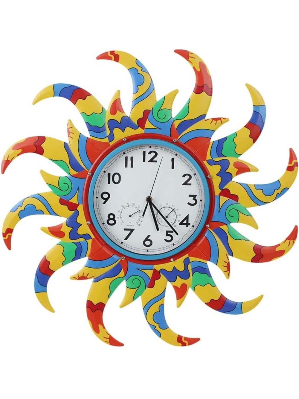 Colorful Sunburst Wall Clock - Multicolor
